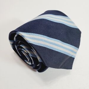 Brooks Brothers Blue Stripe Men's Designer Silk Necktie Repp Textured Fabric